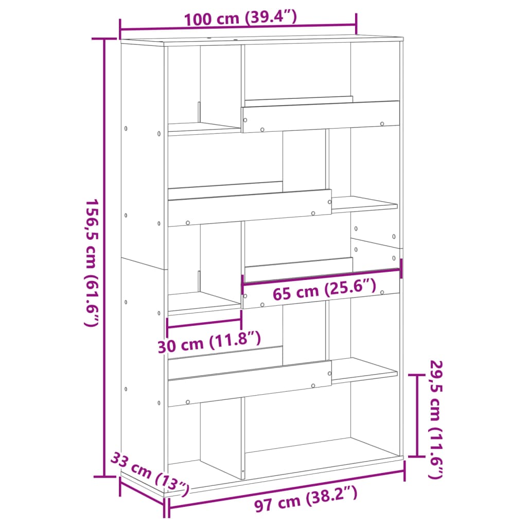 vidaXL Bibliothèque gris Sonoma 100x33x156,5 cm Aggloméré