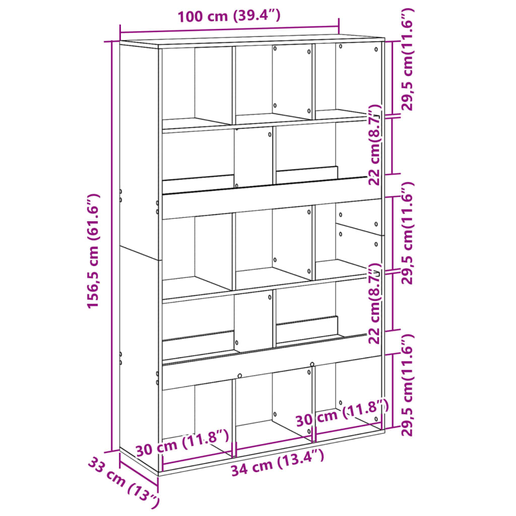 vidaXL Bücherregal Braun Eichen-Optik 100x33x156,5 cm Holzwerkstoff