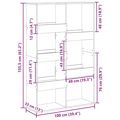 vidaXL Bücherregal Artisan-Eiche 100x33x155,5 cm Holzwerkstoff