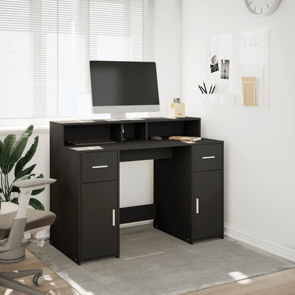vidaXL Bureau LED Noir 120x55x91 cm Bois d'ingénierie
