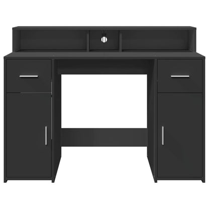 vidaXL Bureau LED Noir 120x55x91 cm Bois d'ingénierie