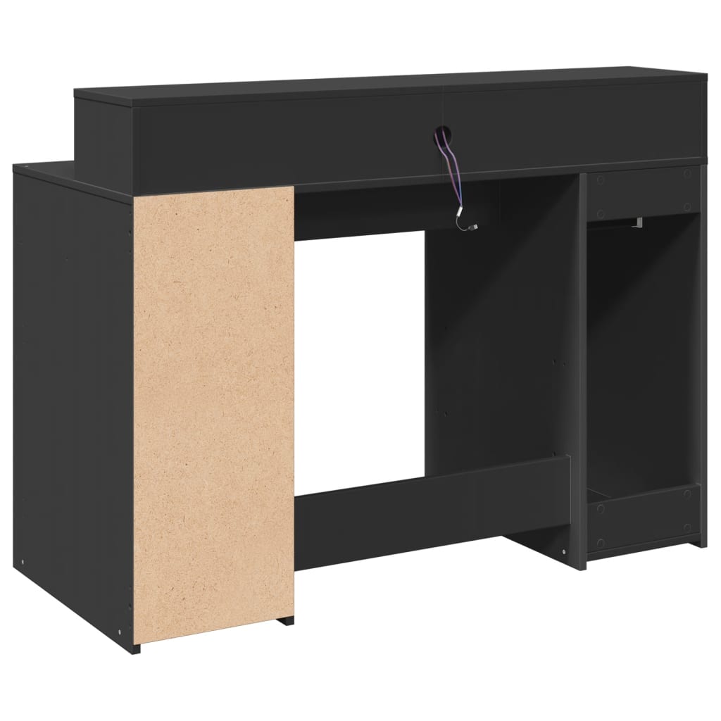 vidaXL Bureau LED Noir 120x55x91 cm Bois d'ingénierie