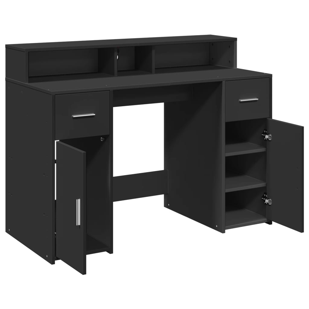 vidaXL Bureau LED Noir 120x55x91 cm Bois d'ingénierie