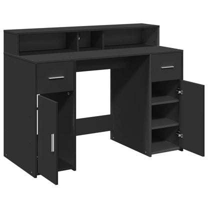 vidaXL Bureau LED Noir 120x55x91 cm Bois d'ingénierie