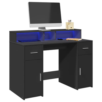 vidaXL Bureau LED Noir 120x55x91 cm Bois d'ingénierie