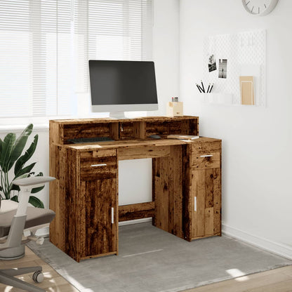 vidaXL Bureau LED aspect bois de récupération 120x55x91 cm Bois d'ingénierie