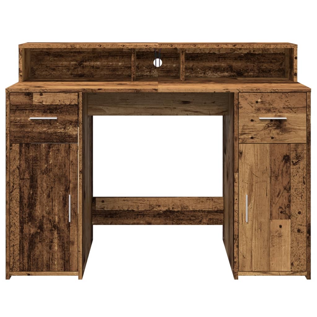 vidaXL Bureau LED aspect bois de récupération 120x55x91 cm Bois d'ingénierie