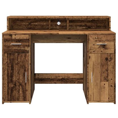 vidaXL Bureau LED aspect bois de récupération 120x55x91 cm Bois d'ingénierie