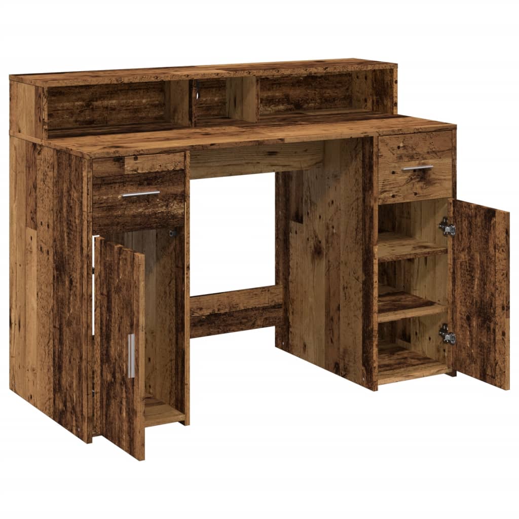 vidaXL Bureau LED aspect bois de récupération 120x55x91 cm Bois d'ingénierie