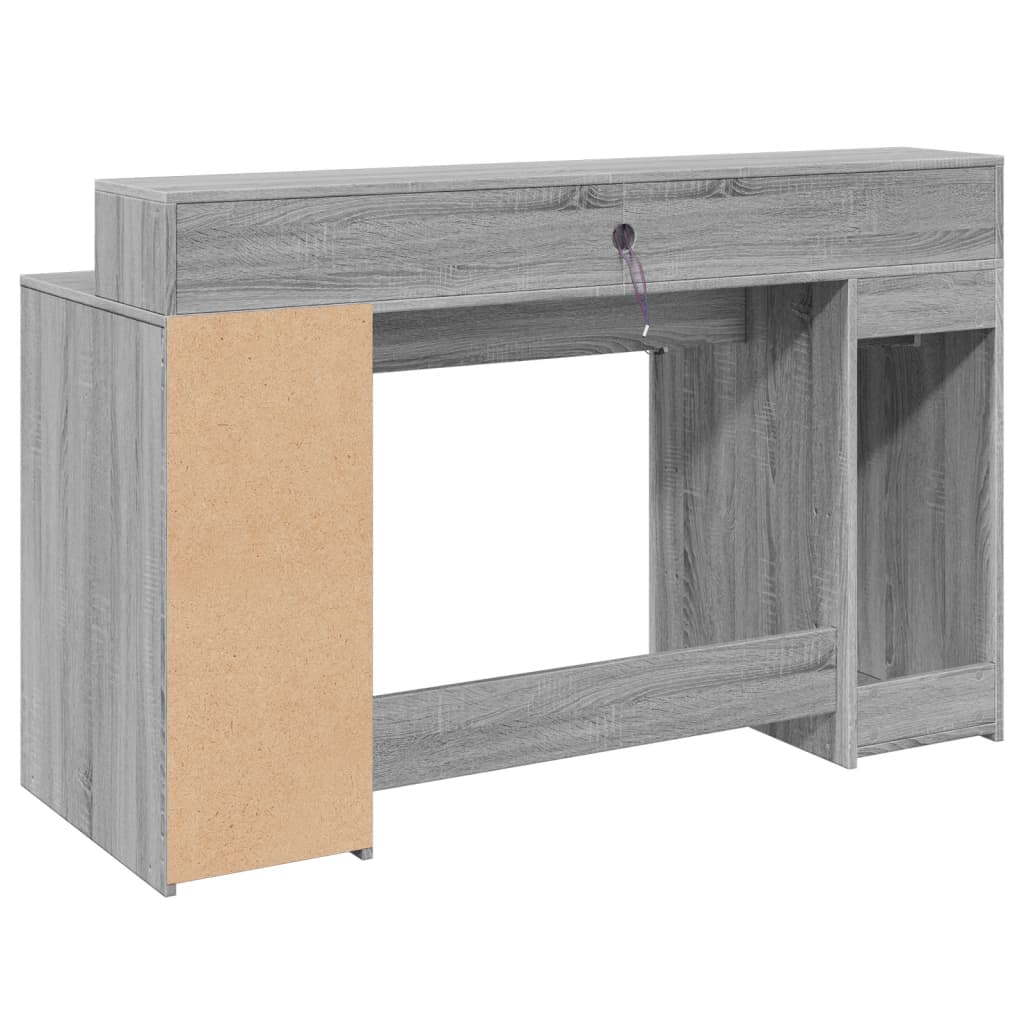 vidaXL Bureau à LED Gris Sonoma 140x55x91 cm Bois d'ingénierie