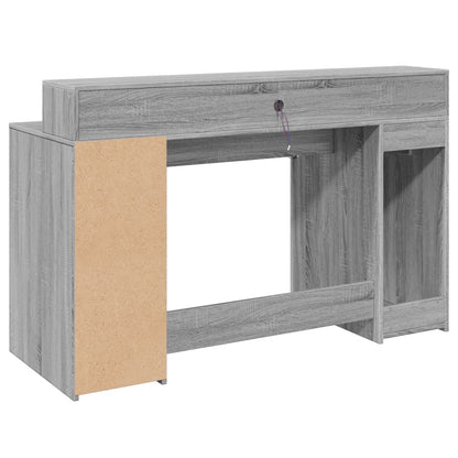 vidaXL Bureau à LED Gris Sonoma 140x55x91 cm Bois d'ingénierie