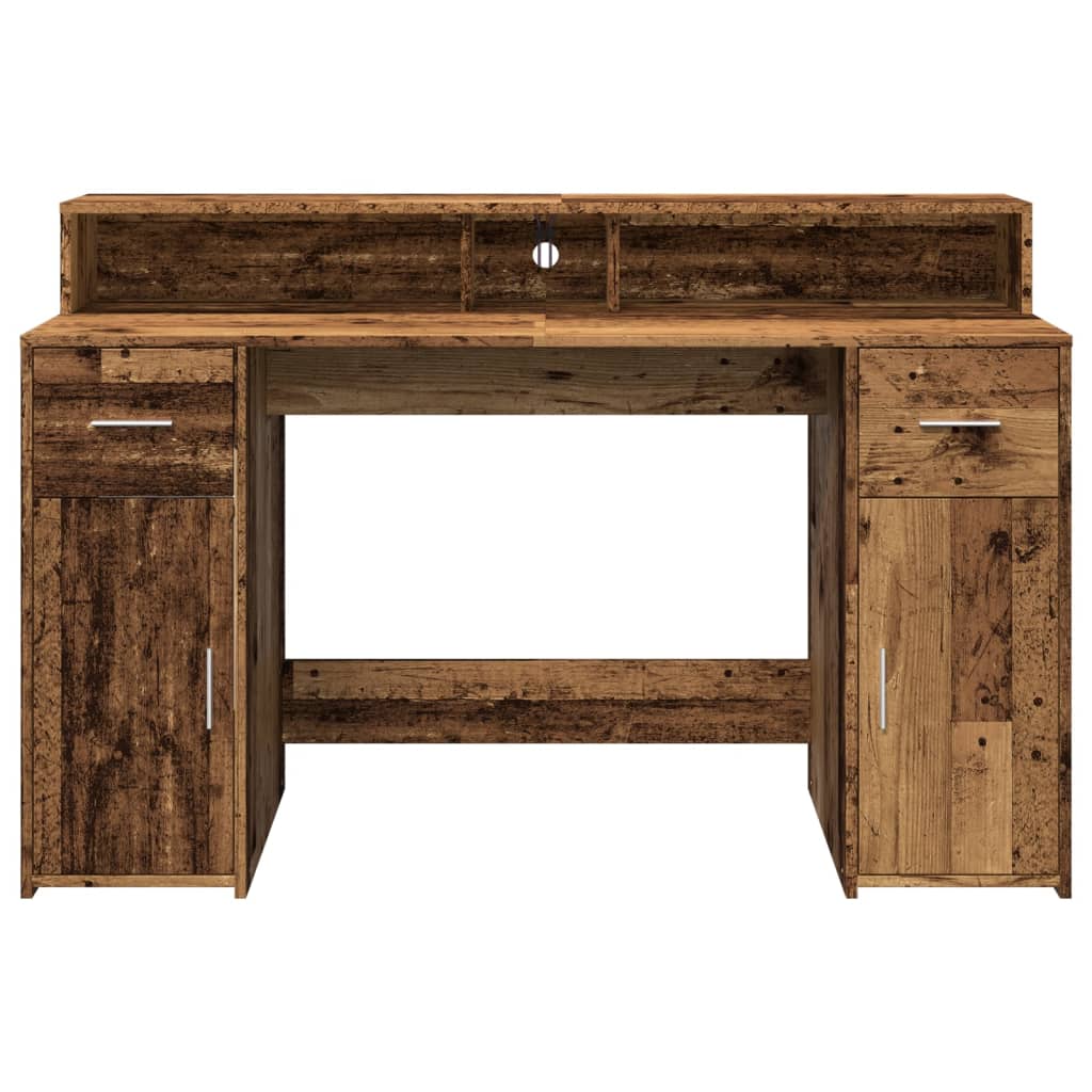 vidaXL Bureau LED aspect vieux bois 140x55x91 cm bois d'ingénierie