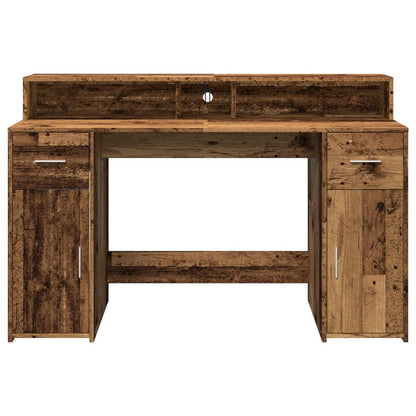 vidaXL Bureau LED aspect vieux bois 140x55x91 cm bois d'ingénierie