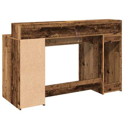 vidaXL Bureau LED aspect vieux bois 140x55x91 cm bois d'ingénierie