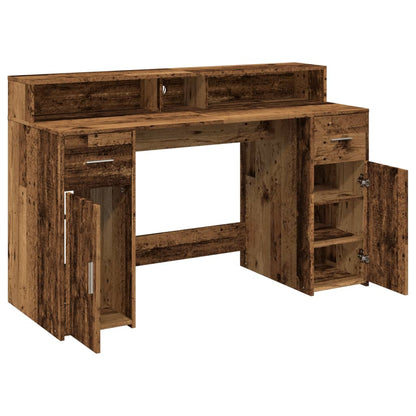 vidaXL Bureau LED aspect vieux bois 140x55x91 cm bois d'ingénierie