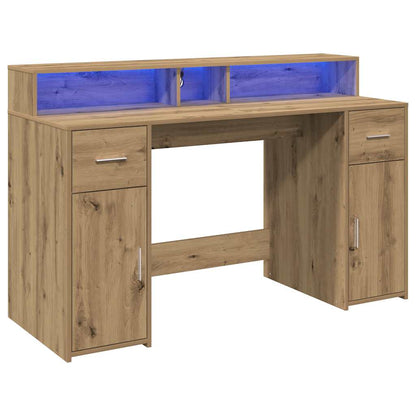 LED-Schreibtisch Artisan-Eiche 140x55x91 Holzwerkstoff