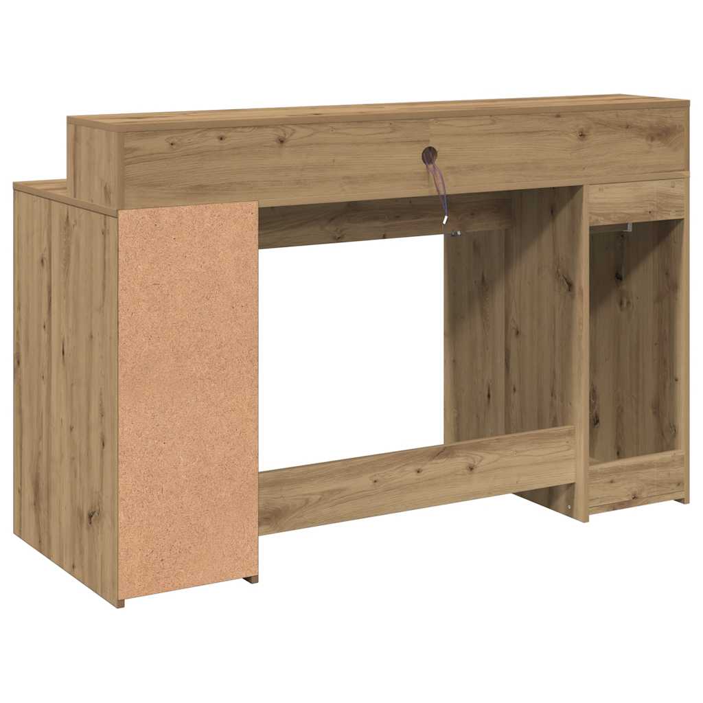 LED-Schreibtisch Artisan-Eiche 140x55x91 Holzwerkstoff