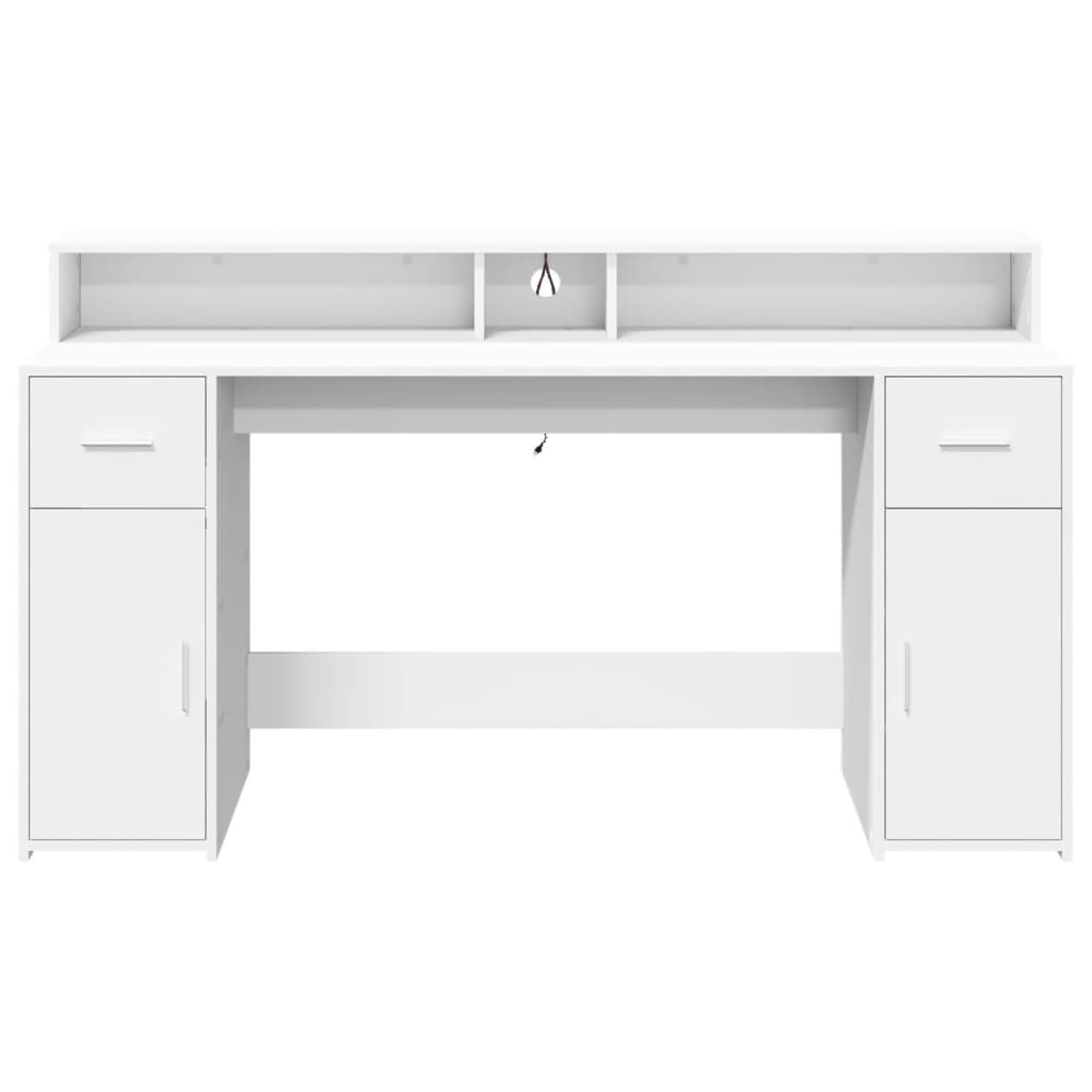 vidaXL LED-Schreibtisch Weiß 160x55x91 cm Holzwerkstoff