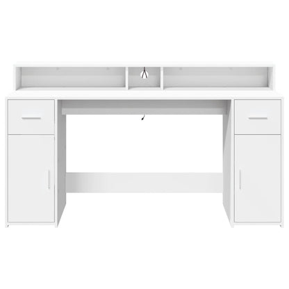 vidaXL LED-Schreibtisch Weiß 160x55x91 cm Holzwerkstoff