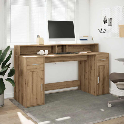 vidaXL LED-Schreibtisch Artisan-Eiche 160x55x91 Holzwerkstoff