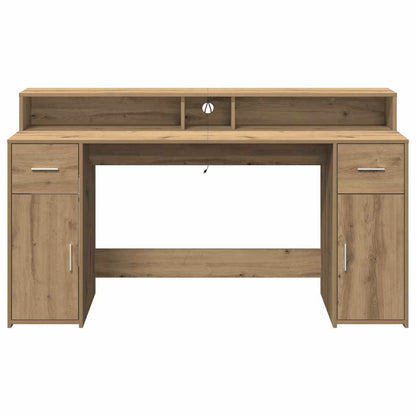 vidaXL LED-Schreibtisch Artisan-Eiche 160x55x91 Holzwerkstoff