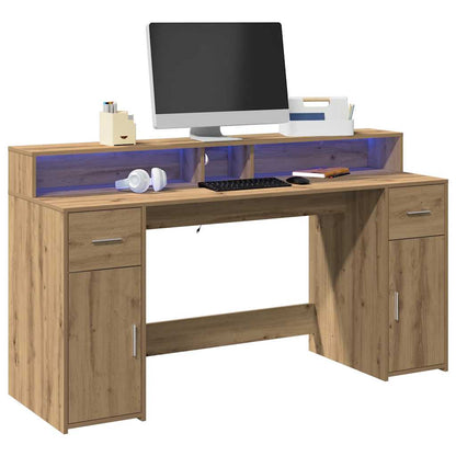 vidaXL LED-Schreibtisch Artisan-Eiche 160x55x91 Holzwerkstoff