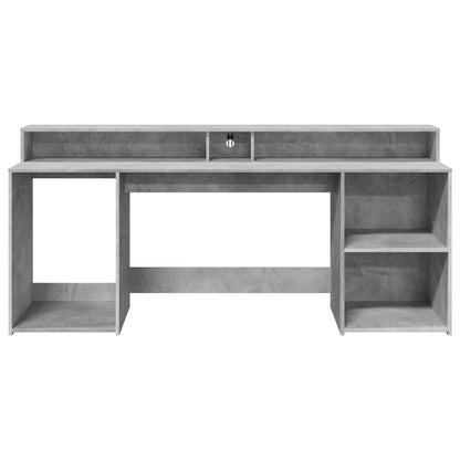 vidaXL LED-Schreibtisch Betongrau 200x55x91 cm Holzwerkstoff