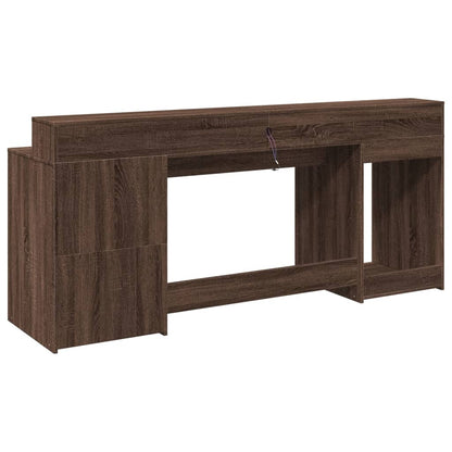 vidaXL LED-Schreibtisch Braun Eichen-Optik 200x55x91 Holzwerkstoff