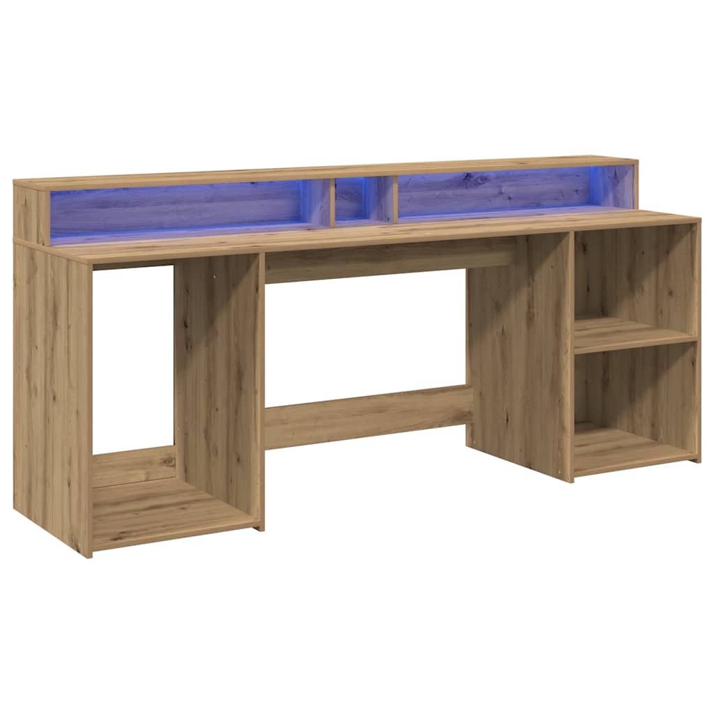 vidaXL LED-Schreibtisch Artisan-Eiche 200x55x91 Holzwerkstoff