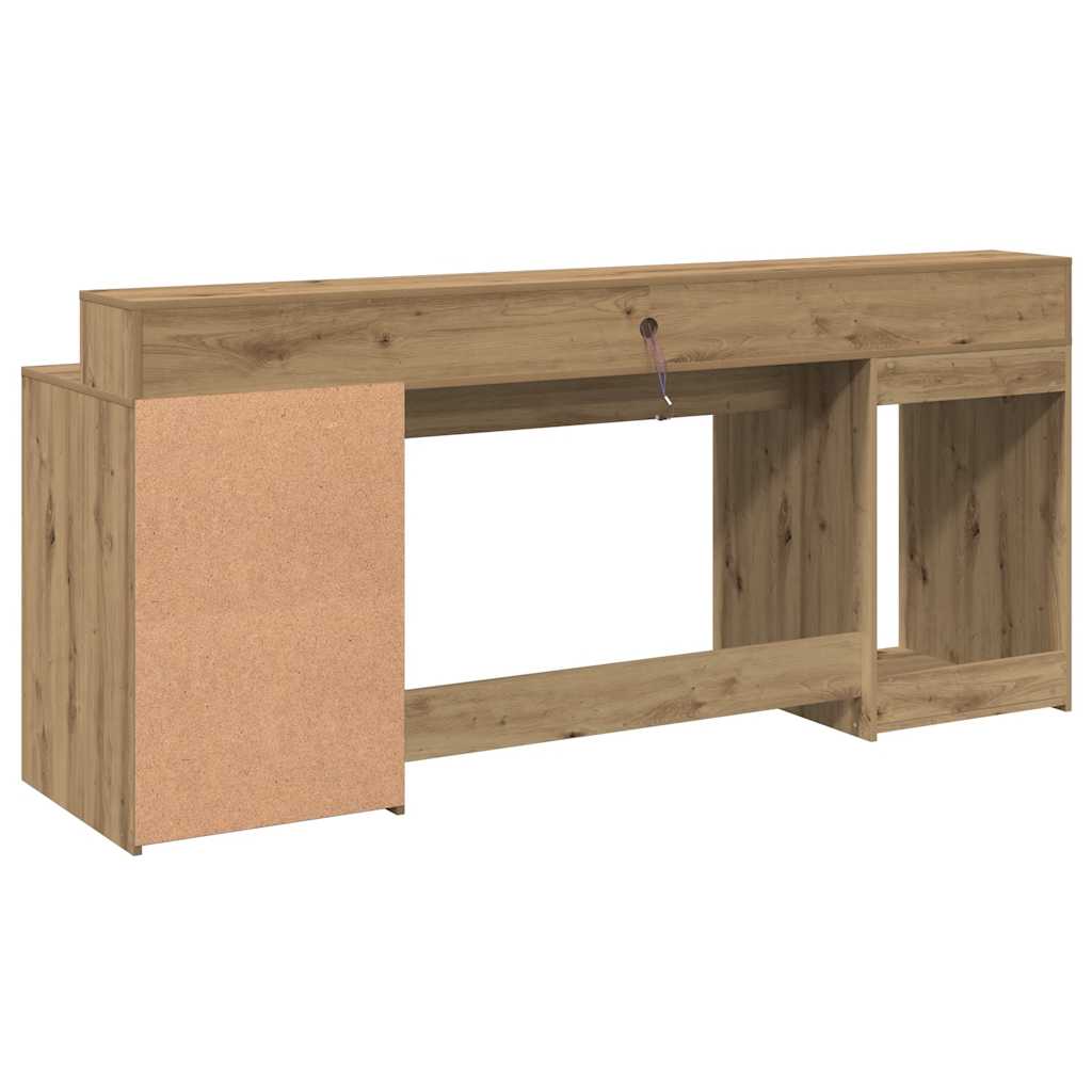 vidaXL LED-Schreibtisch Artisan-Eiche 200x55x91 Holzwerkstoff