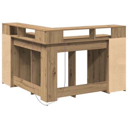 LED-Schreibtisch Artisan-Eiche 130x130x91 Holzwerkstoff