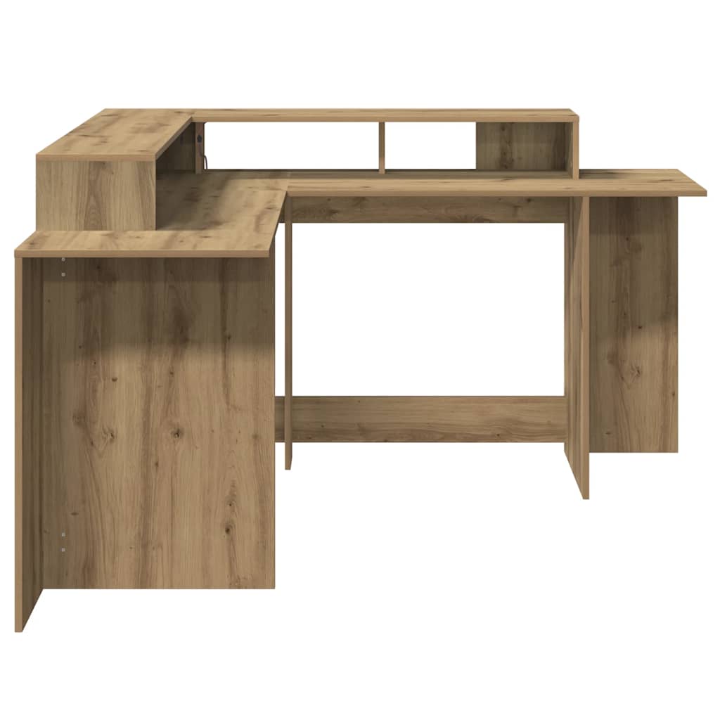 vidaXL LED-Schreibtisch Artisan-Eiche 152x152x91 Holzwerkstoff
