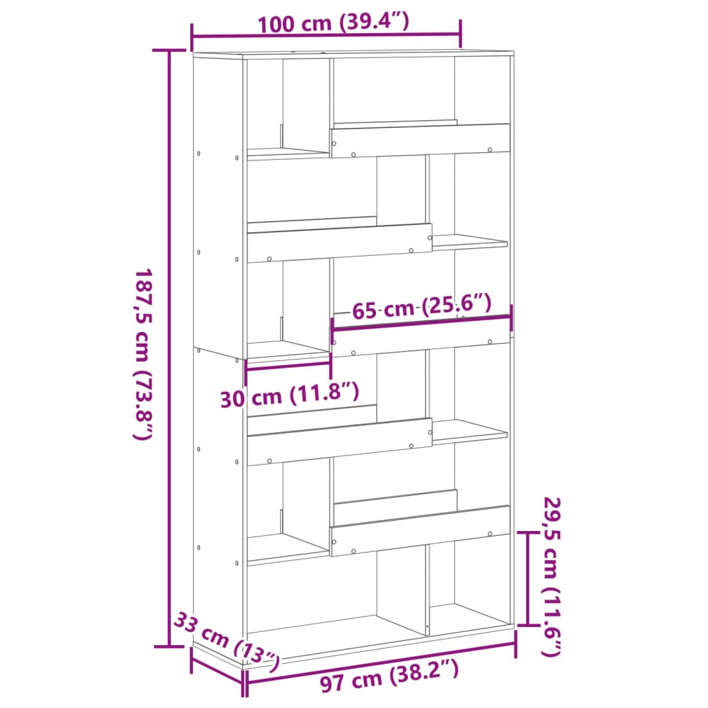 vidaXL Paravent Gris béton 100x33x187,5 cm Bois d'ingénierie