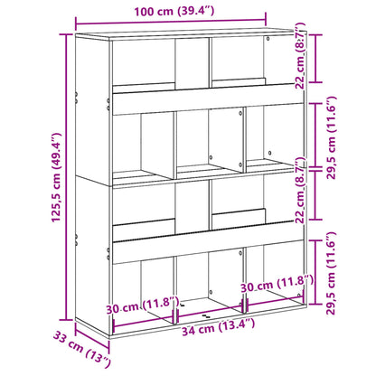 vidaXL Raumteiler Schwarz 100x33x125,5 cm Holzwerkstoff