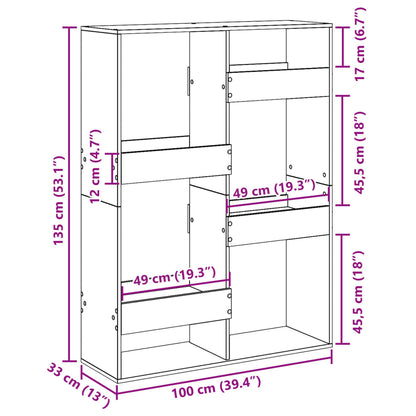 vidaXL Raumteiler Braun Eichen-Optik 100x33x135 cm Holzwerkstoff