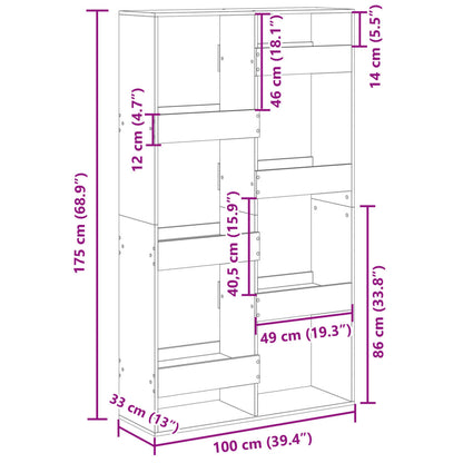 vidaXL Raumteiler Grau Sonoma 100x33x175 cm Holzwerkstoff