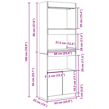 vidaXL Buffet haut blanc 63x33x180 cm Aggloméré
