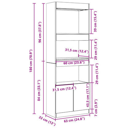 vidaXL Highboard 63x33x180 cm Räuchereiche Holzwerkstoff
