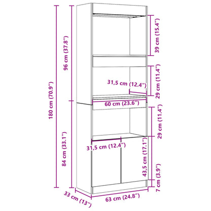 vidaXL Highboard 63x33x180 cm Grau Sonoma Holzwerkstoff
