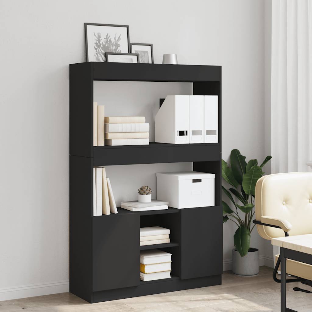 vidaXL Desserte noire 92x33x140 cm Bois d'ingénierie