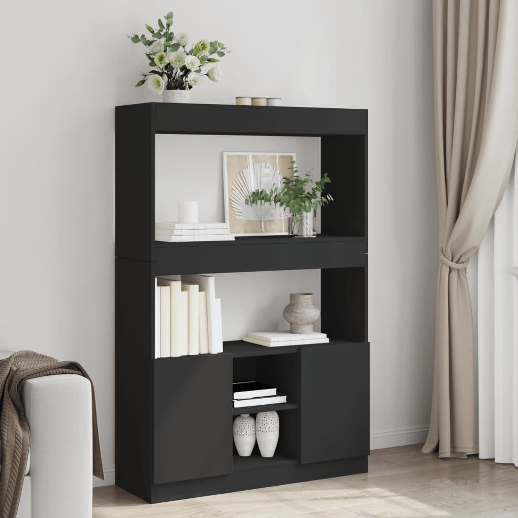 vidaXL Desserte noire 92x33x140 cm Bois d'ingénierie