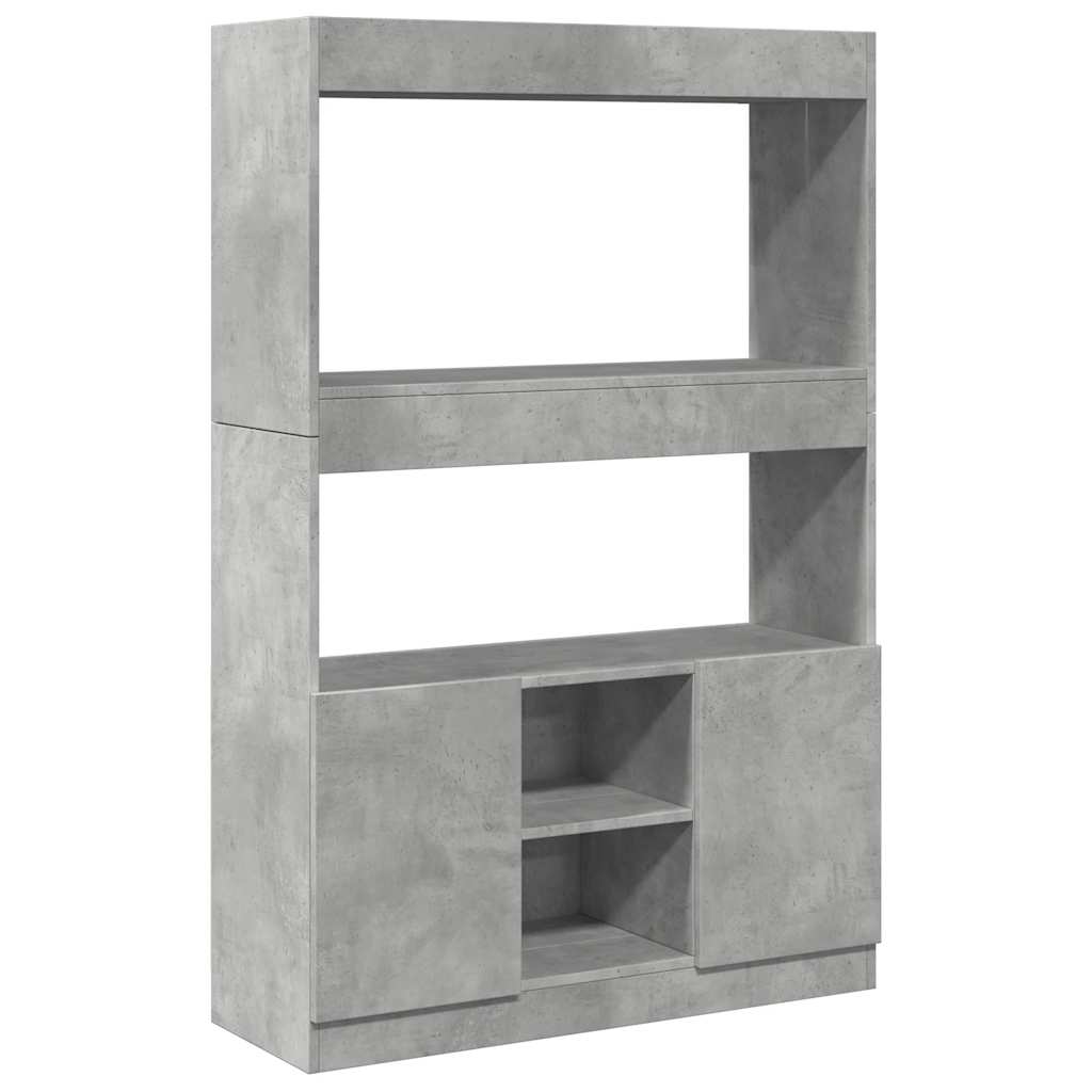 vidaXL Buffet haut gris béton 92x33x140 cm en bois d'ingénierie