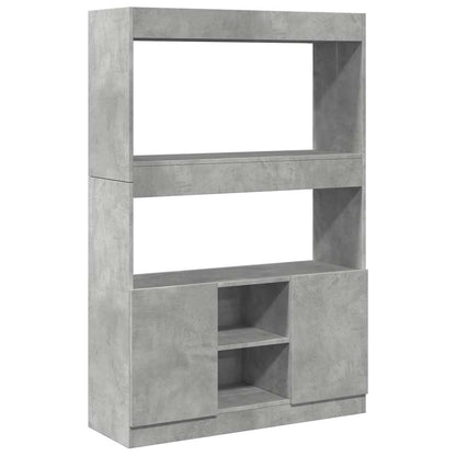 vidaXL Buffet haut gris béton 92x33x140 cm en bois d'ingénierie