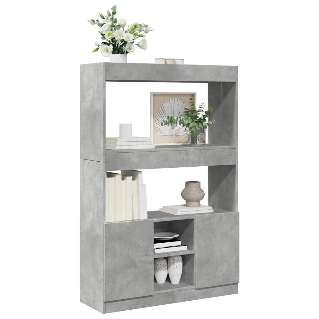 vidaXL Buffet haut gris béton 92x33x140 cm en bois d'ingénierie