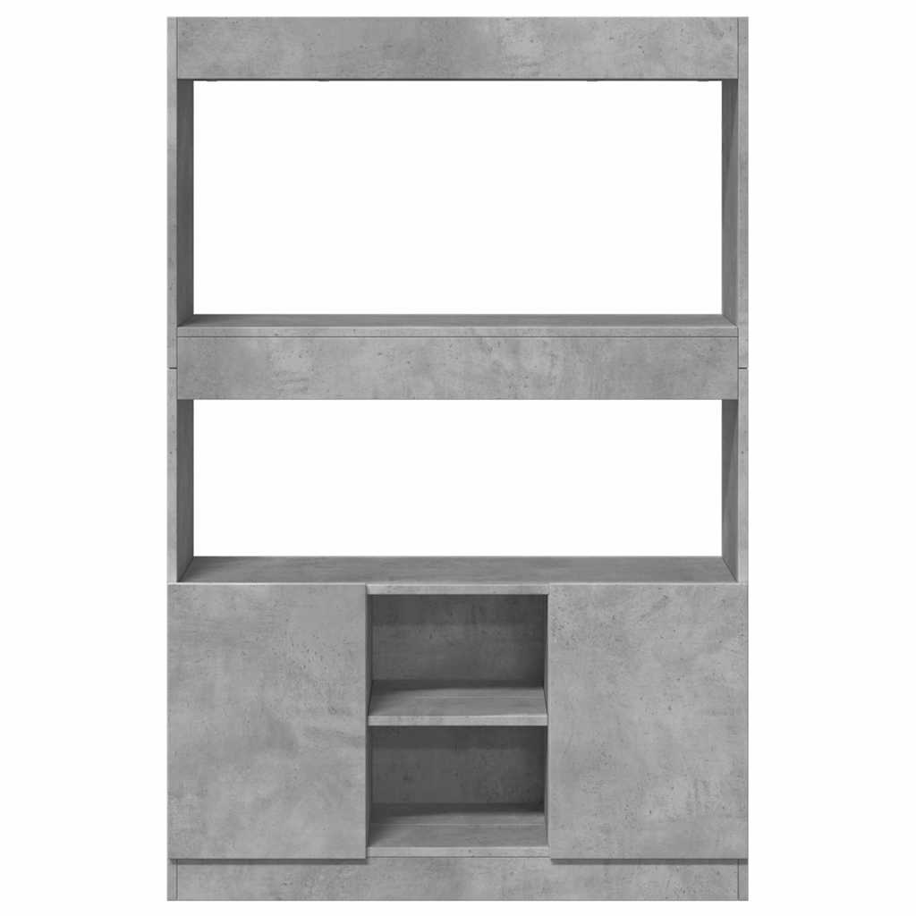 vidaXL Buffet haut gris béton 92x33x140 cm en bois d'ingénierie