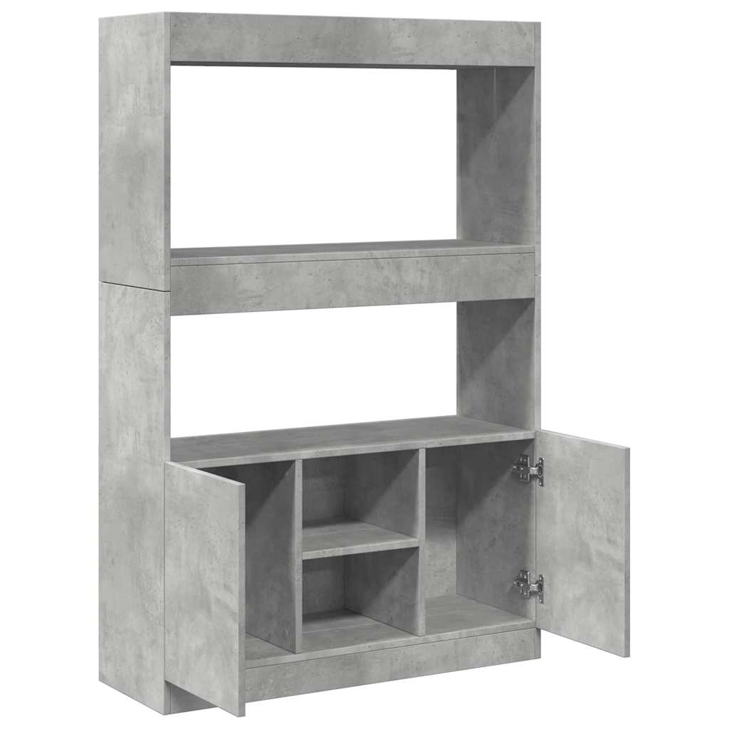 vidaXL Buffet haut gris béton 92x33x140 cm en bois d'ingénierie