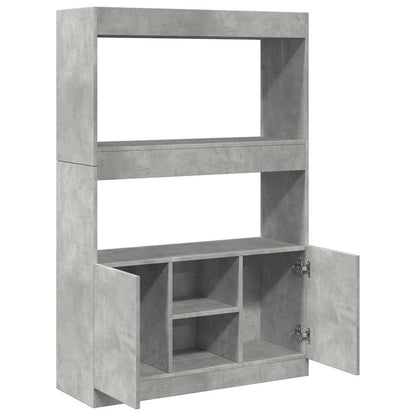 vidaXL Buffet haut gris béton 92x33x140 cm en bois d'ingénierie