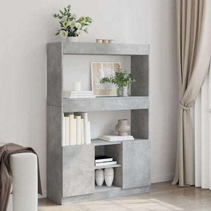 vidaXL Buffet haut gris béton 92x33x140 cm en bois d'ingénierie