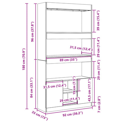 vidaXL Buffet haut chêne Sonoma 92x33x180 cm Aggloméré