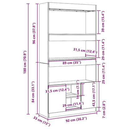 vidaXL Highboard Betongrau 92x33x180 cm Holzwerkstoff